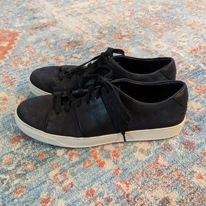 Vince Men's 12 Armstrong Low-Top Sneaker Black Leather Shoes Tennis Shoes